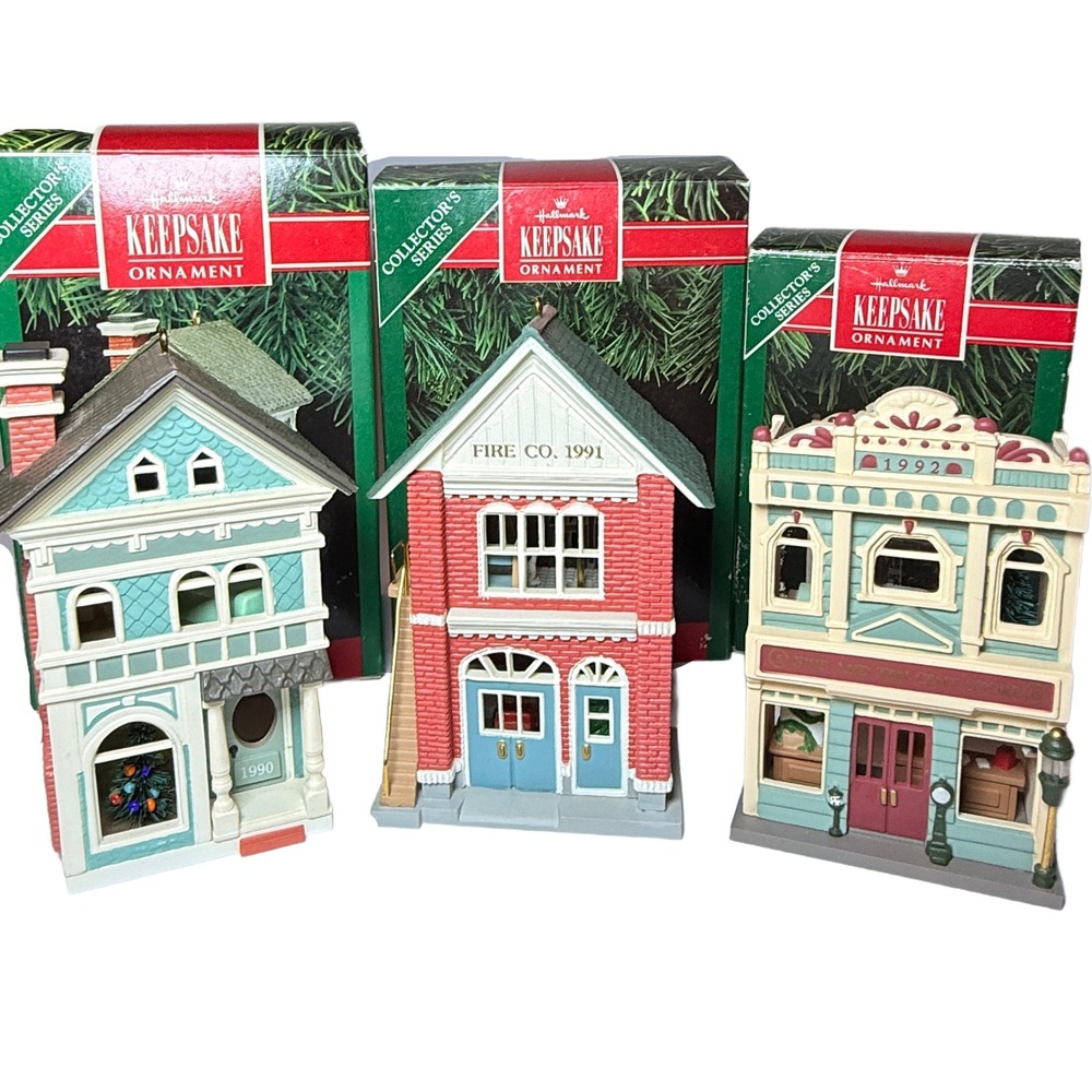 Hallmark Keepsake Nostalgic Houses and Shops Ornaments 1990 1991 1992 Set of 3